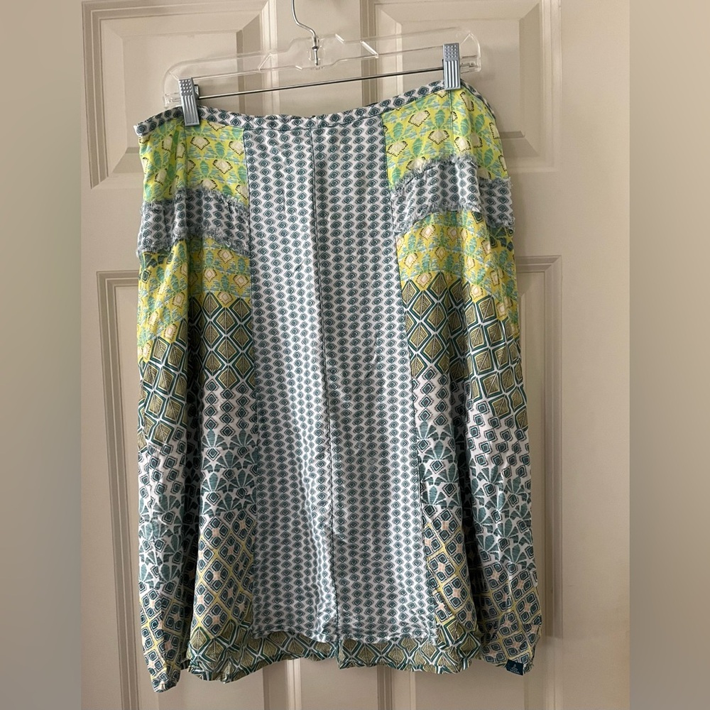 Women’s PrAna Dragonfly Geo Isadora Patchwork Skirt Knee Length A-Line. Size 12